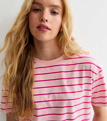 Pink Striped Boxy Fit T-Shirt
