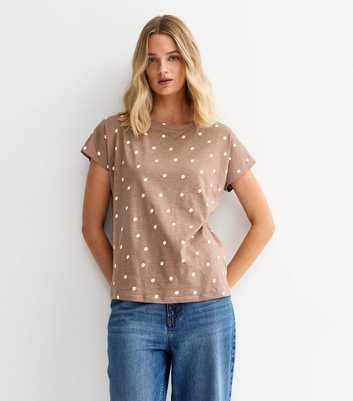 Mink Polka Dot Grown On Sleeve T-Shirt