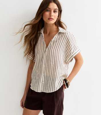 Brown Skinny Stripe Pattern Shirt