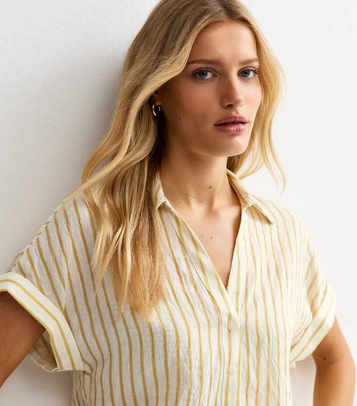 Yellow Skinny Stripe Pattern Shirt