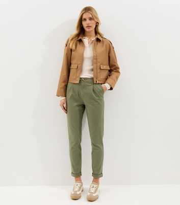 Dark Khaki Slim Leg Chino Trousers