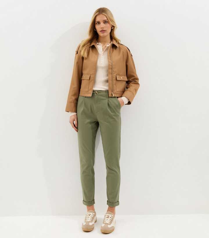 Dark Khaki Slim Leg Chino Trousers