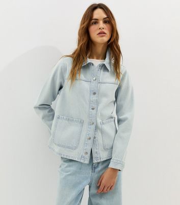 Light Blue Faded Denim Shacket