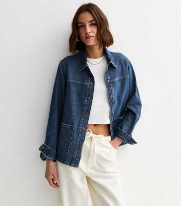 Blue Faded Denim Shacket