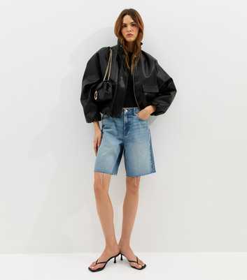 Light Blue Denim Cut Off Bermuda Shorts