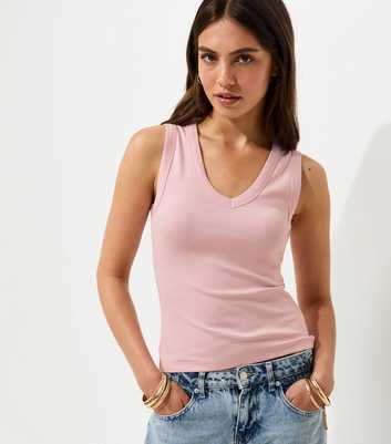 Light Pink Jersey V-Neck Vest