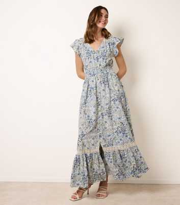 Blue Vanilla Blue Floral Button Through Maxi Dress