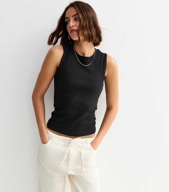 Black Ribbed Tank Top