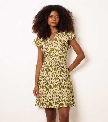 Blue Vanilla Green Angel Sleeve Mini Dress
