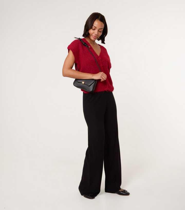 Blue Vanilla Black Knit Wide Leg Trousers