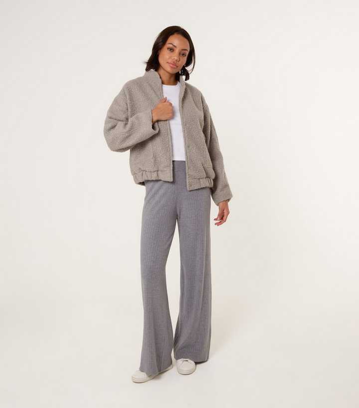 Blue Vanilla Grey Knit Wide Leg Trousers