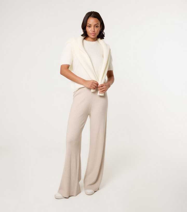 Blue Vanilla Stone Knit Wide Leg Trousers