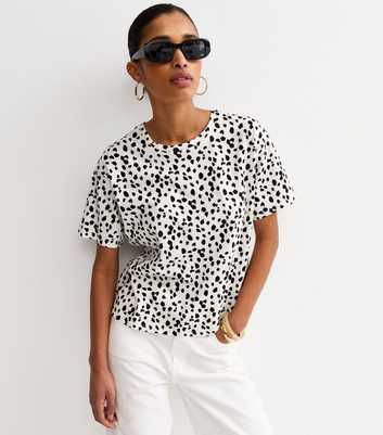 Cream Cotton Leopard Print T-Shirt