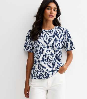 Navy Abstract Pattern Short T-Shirt