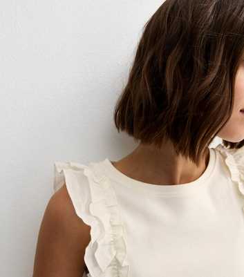 Off White Ruffle Sleeve Top