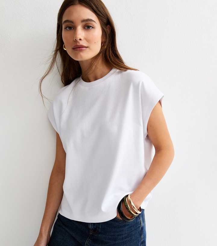 Premium White Grown On Sleeve Heavyweight Cotton T-Shirt
