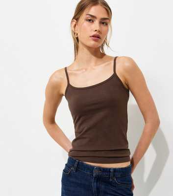 Dark Brown Scoop Neck Cami Top