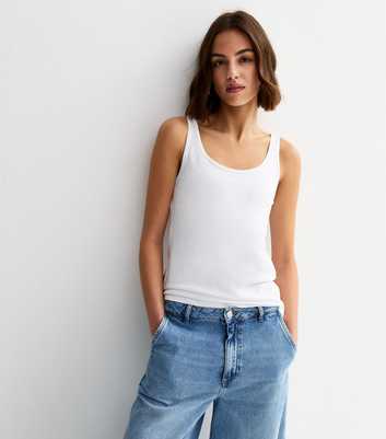White Cotton Scoop Neck Vest