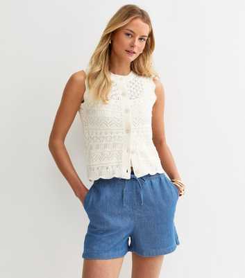 Tall Dark Blue Pull On Denim Shorts