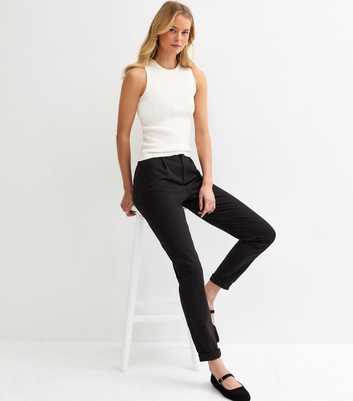 Tall Black Slim Leg Chino Trousers