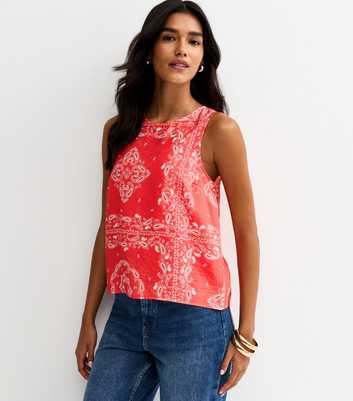 Red Paisley Bandana Sleeveless Top