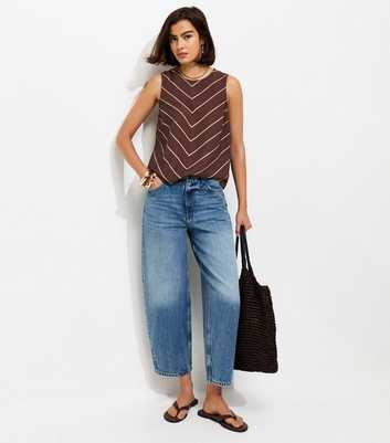 Brown Chevron Print Sleeveless Top