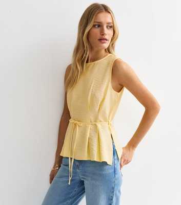Bright Yellow Flared Hem Sleeveless Top