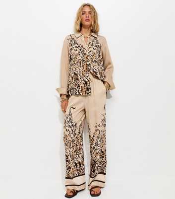 Light Brown Tiger Print Oversized Shirt
