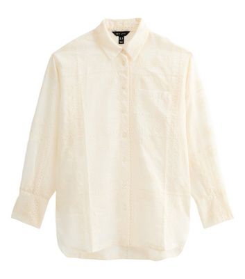 Cream Embroidered Patchwork Shirt | New Look