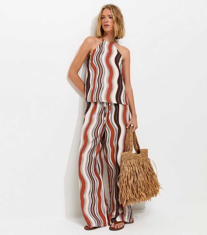 Brown Wavy Halter Top