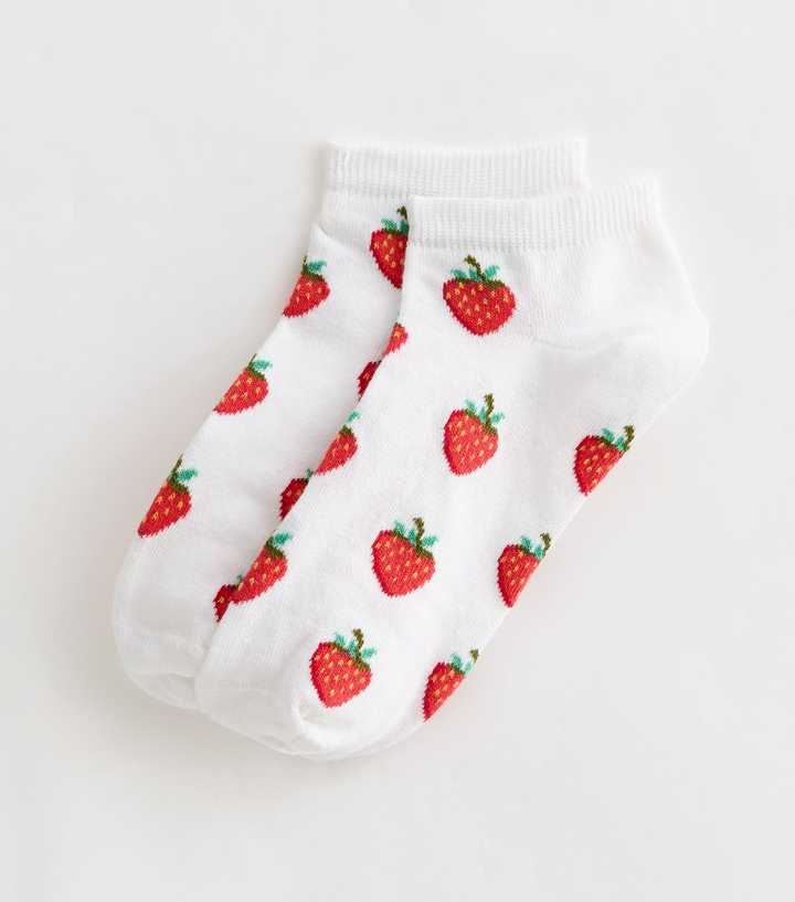 White Strawberry Trainer Socks