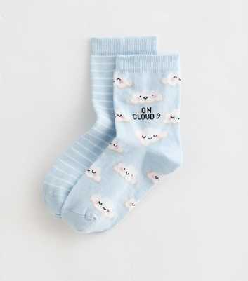 Girls Pack of 2 Light Blue On Cloud 9 Ankle Socks