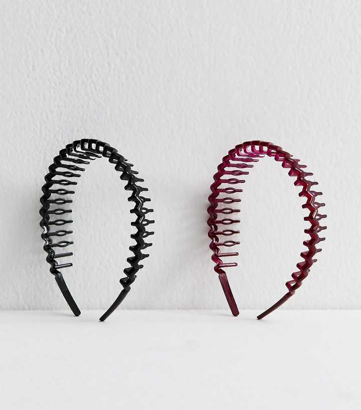 Pack of 2 Black Translucent Toothcomb Headband