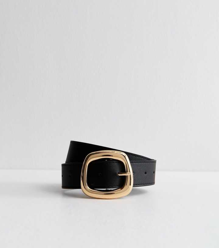 Black Faux Leather Irregular Square Belt