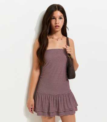 Girls Red Striped Strapless Rara Mini Dress