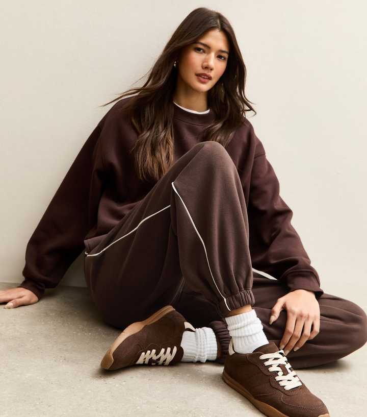 Brown Oversized Cuffed Joggers