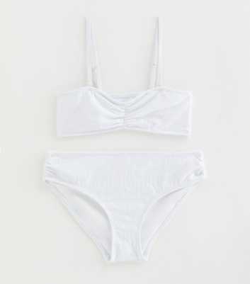 Girls White Shell Crochet Bandeau Bikini Set