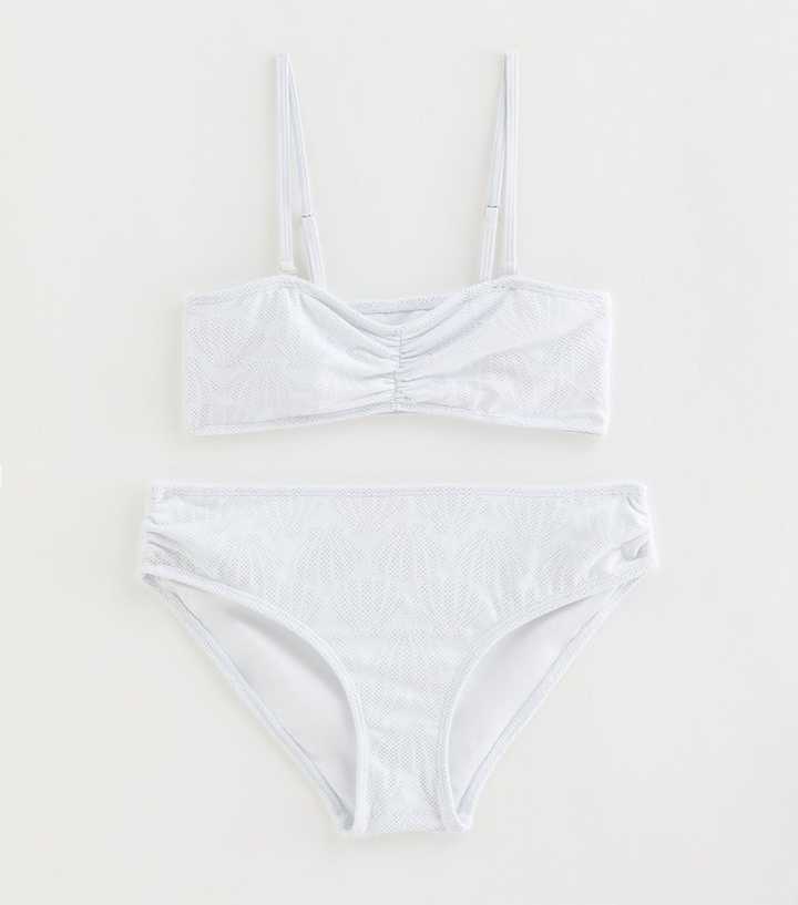 Girls White Shell Crochet Bandeau Bikini Set