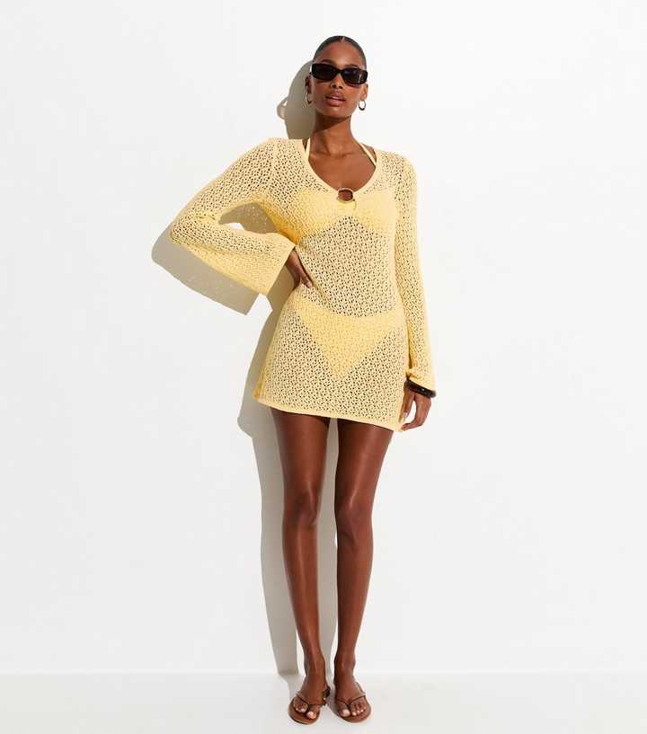 yellow crochet beach dress Montego Mini Dress