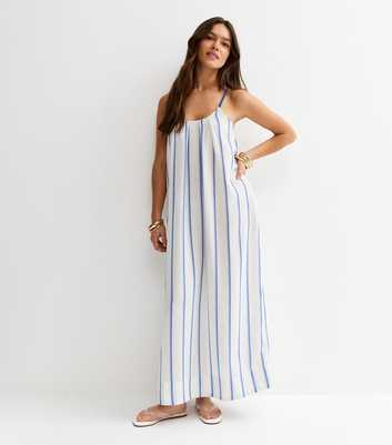 Petite Blue Striped Maxi Dress