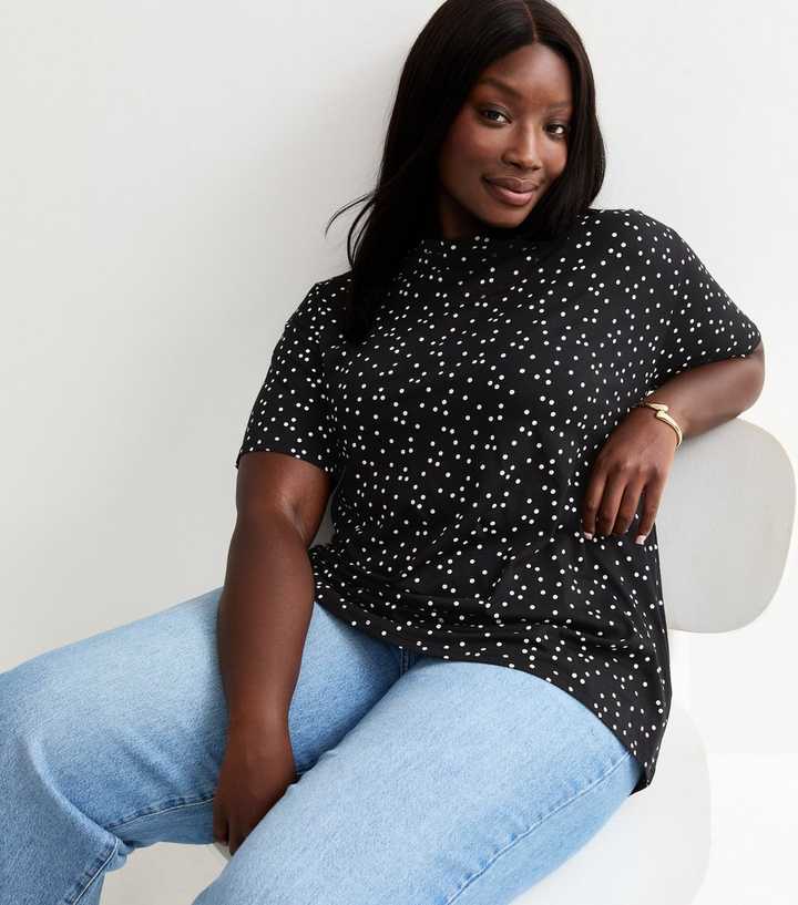 Curves Black Spot Print T-Shirt