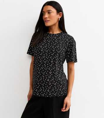 Maternity Black Cotton Spot Print T-Shirt
