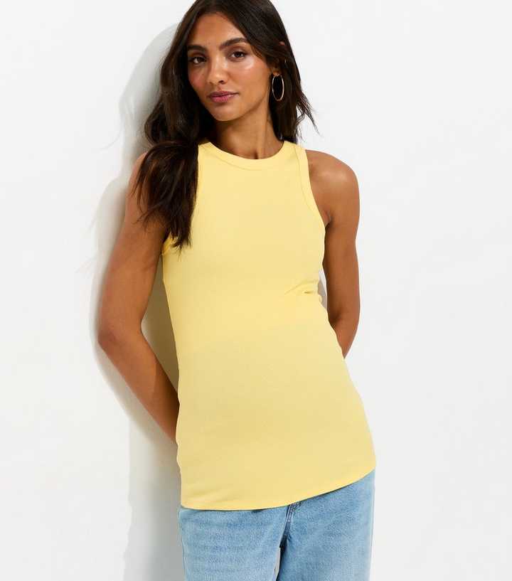 Maternity Light Yellow Racer Vest Top