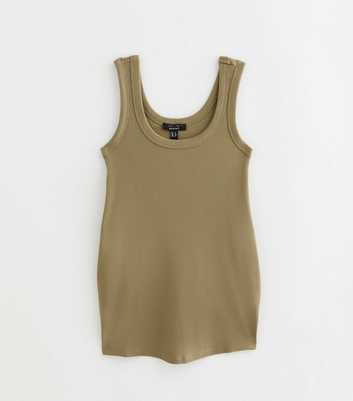 Maternity Light Khaki Cotton Rich Wide Trim Scoop Vest Top