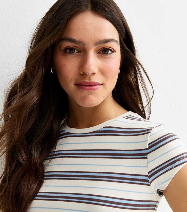 Petite Cream Striped Cropped Top
