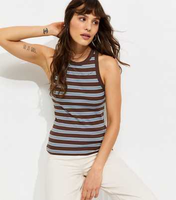 Tall Brown Cotton Rich Stripe Racer Vest