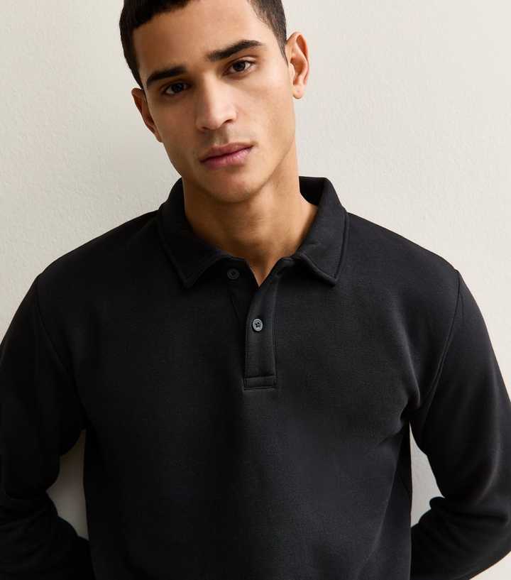 Jack & Jones Black Polo Collar Sweatshirt