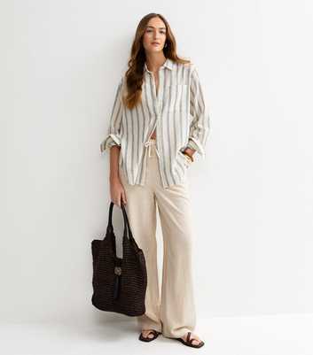 Tall Stone Wide Leg Trousers with Linen