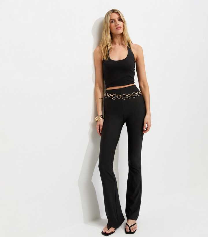 Tall Black Rib Flare Leggings