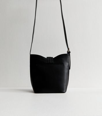 Black Faux Leather Ring Detail Mini Bucket Bag | New Look